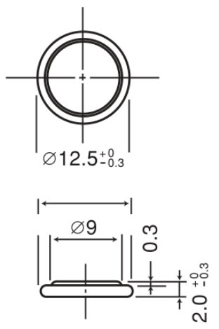 Dimensions of CR1220 Lithium Coin Battery